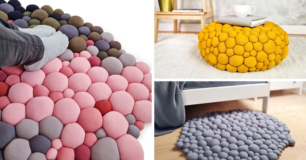 These Pleasant And Vibrant Stone-Impressed Homewares Are Made From Fabric Balls