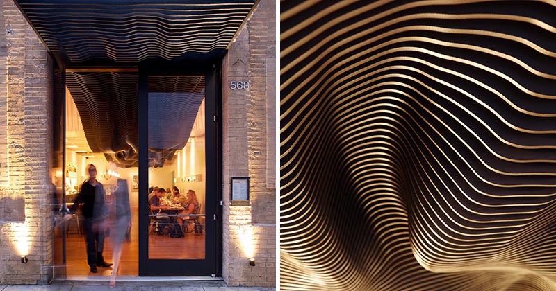 A Dramatic Sculptural Art work Arrange Travels From Inside To Outside At This Restaurant